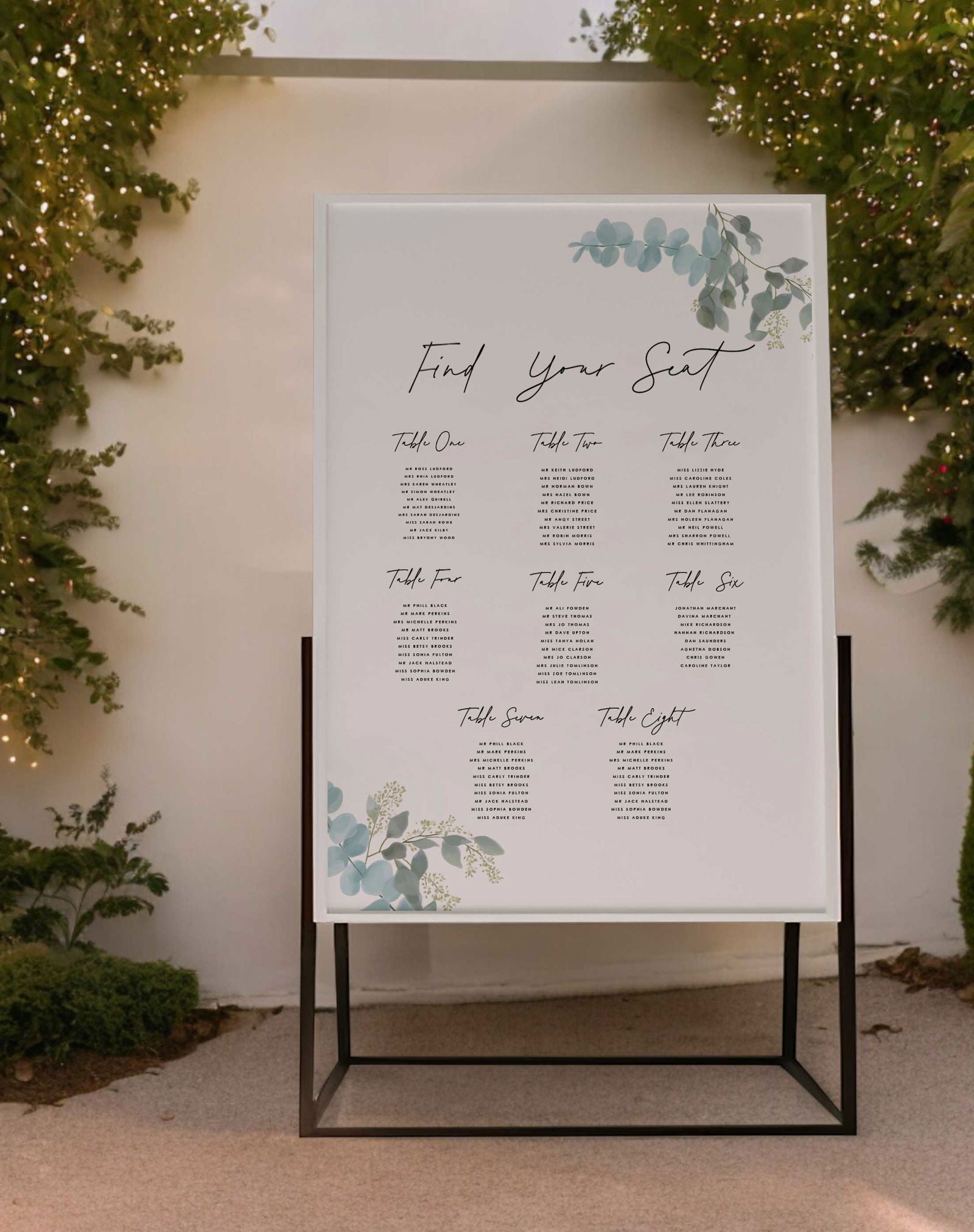 Holly | Eucalyptus Seating Plan - Ivy and Gold Wedding Stationery