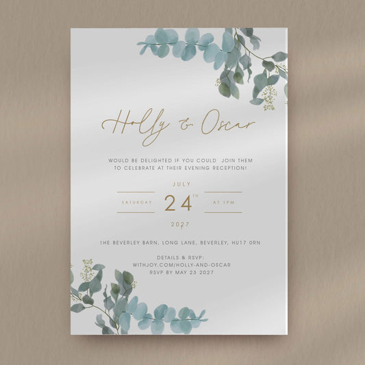 Holly Evening Invitation - Ivy and Gold Wedding Stationery