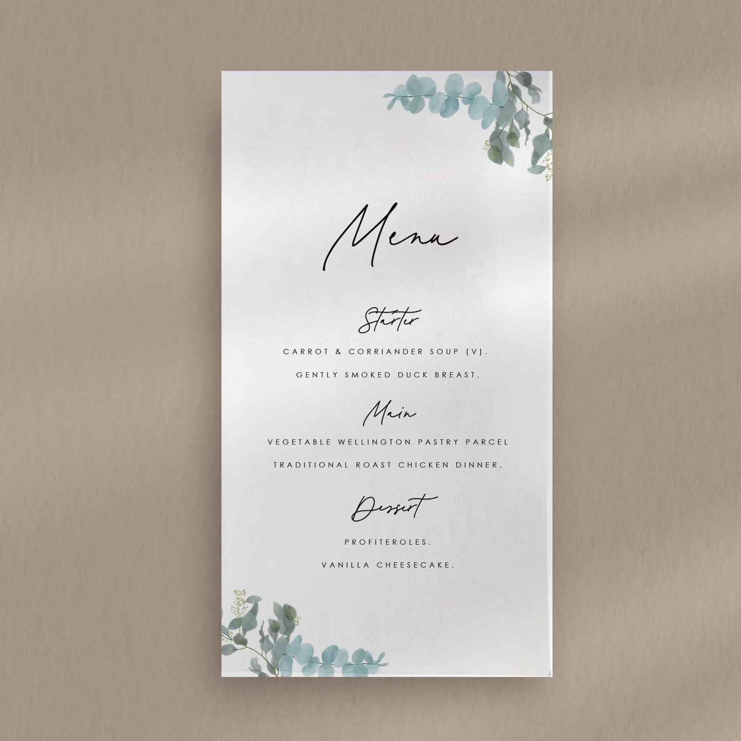Holly Menu - Ivy and Gold Wedding Stationery