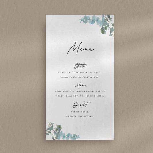 Holly Menu - Ivy and Gold Wedding Stationery