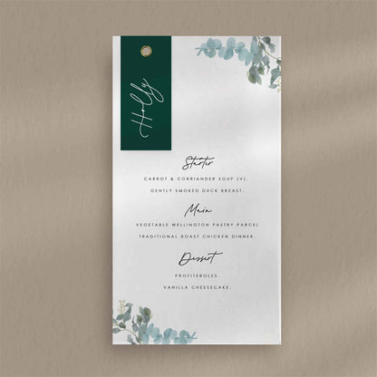 Holly Menu - Ivy and Gold Wedding Stationery