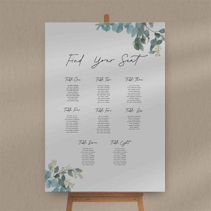 Holly | Eucalyptus Seating Plan - Ivy and Gold Wedding Stationery