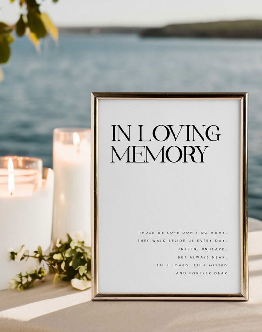 In Loving Memory Sign - Ivy and Gold Wedding Stationery