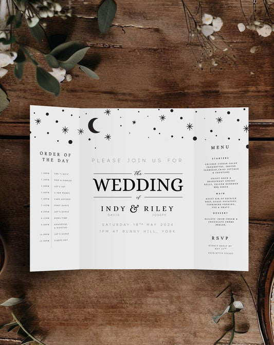Indy Moon And Stars Gatefold Invitation - Ivy and Gold Wedding Stationery