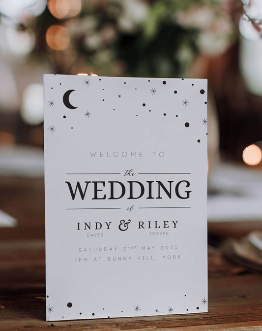 Indy | Moon & Stars Order Of Service - Ivy and Gold Wedding Stationery