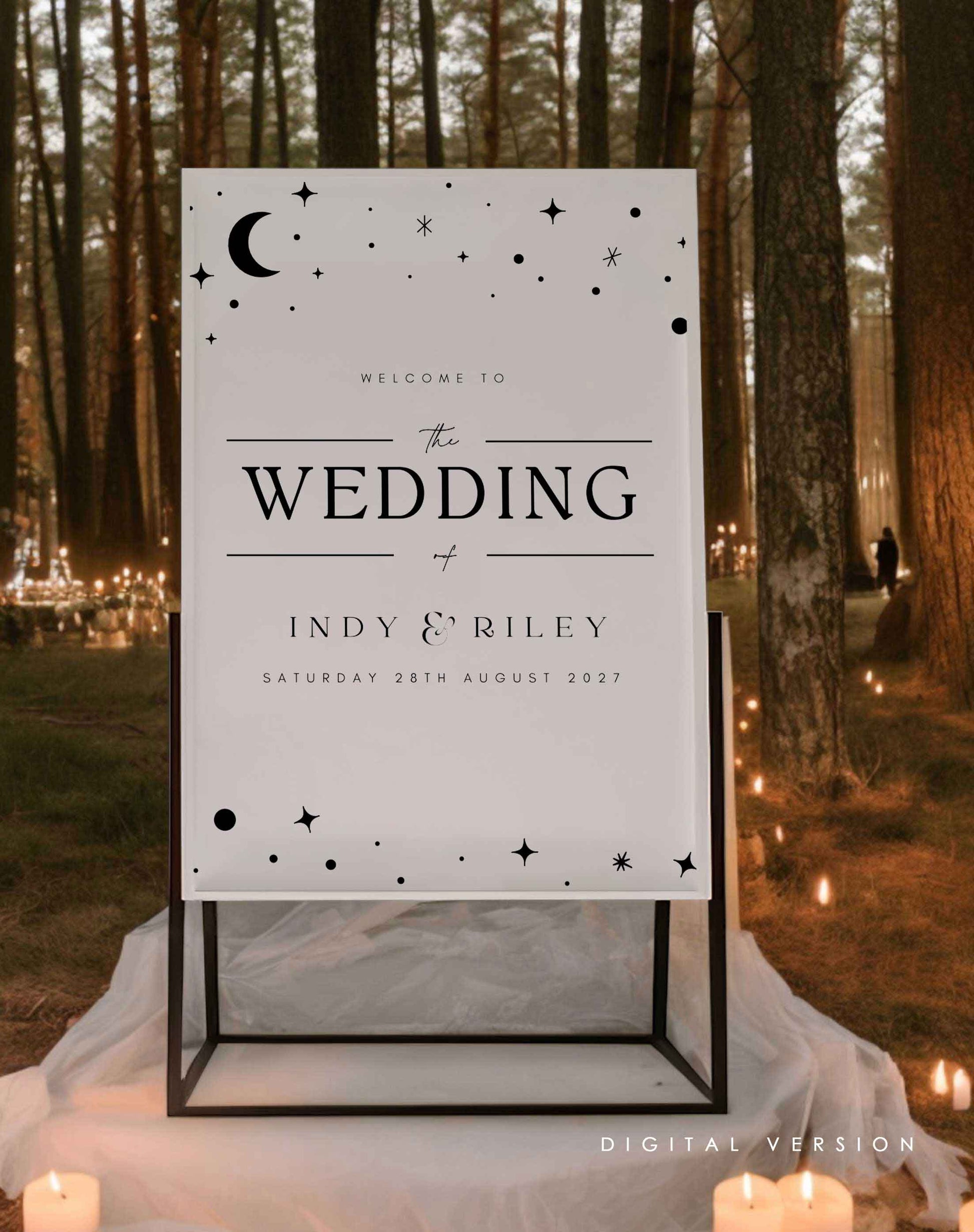 Indy | Moon & Stars Welcome Sign - Ivy and Gold Wedding Stationery