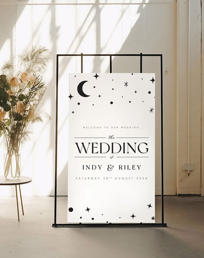 Indy | Moon & Stars Welcome Sign - Ivy and Gold Wedding Stationery