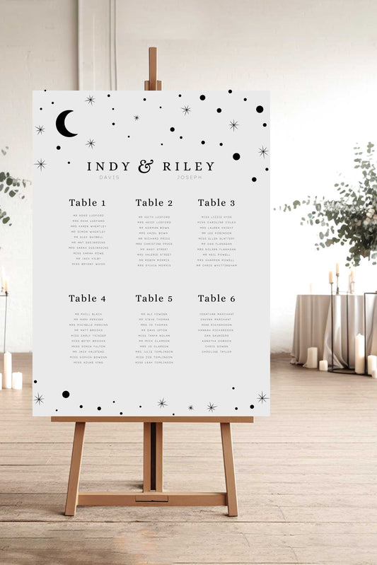 Indy | Moon & Stars Seating Plan - Ivy and Gold Wedding Stationery