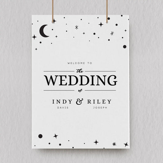 Wedding Welcome Sign With A Moon & Star Design