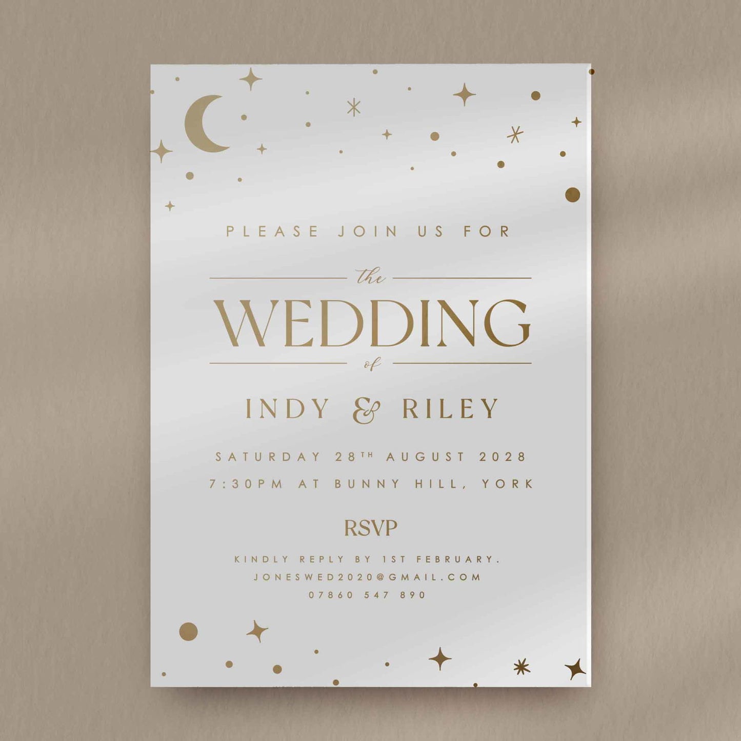 Indy Evening Invitation - Ivy and Gold Wedding Stationery