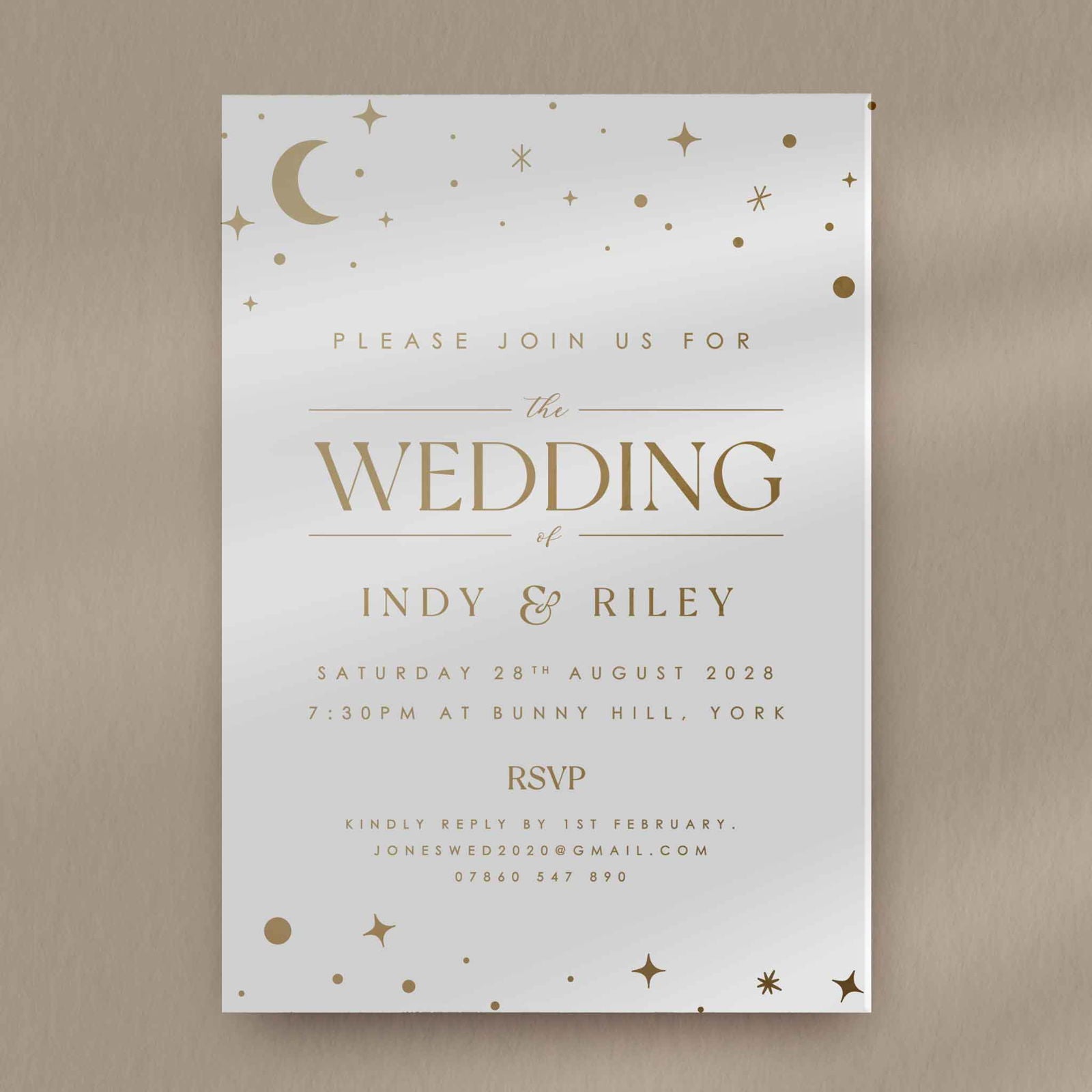 Indy Evening Invitation - Ivy and Gold Wedding Stationery