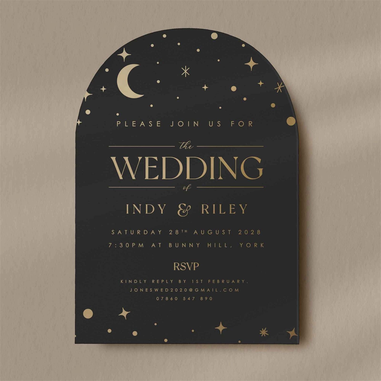 Indy Evening Invitation - Ivy and Gold Wedding Stationery