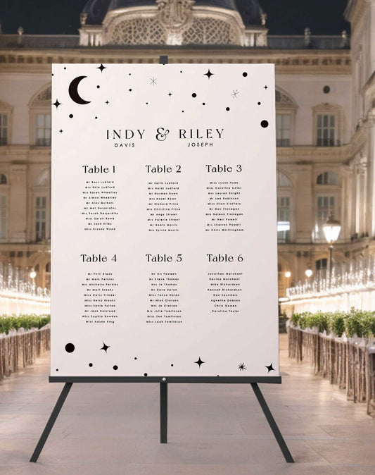 Indy | Moon & Stars Seating Plan - Ivy and Gold Wedding Stationery