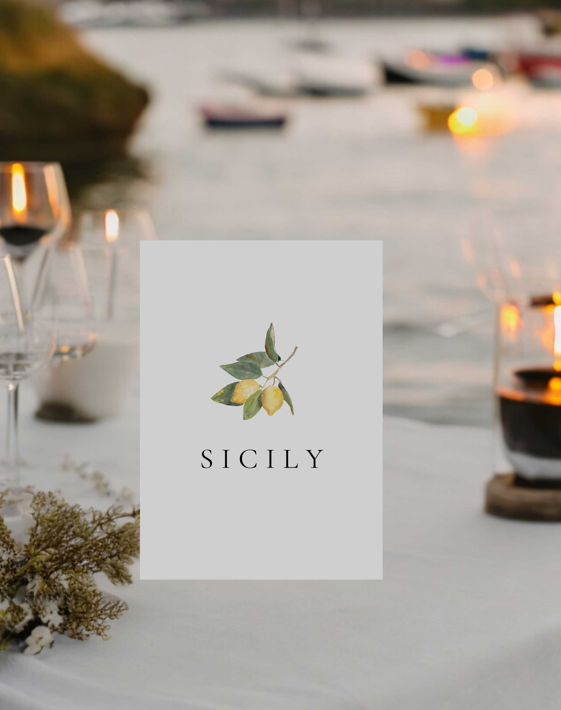 Jamie | Lemon Table Number - Ivy and Gold Wedding Stationery