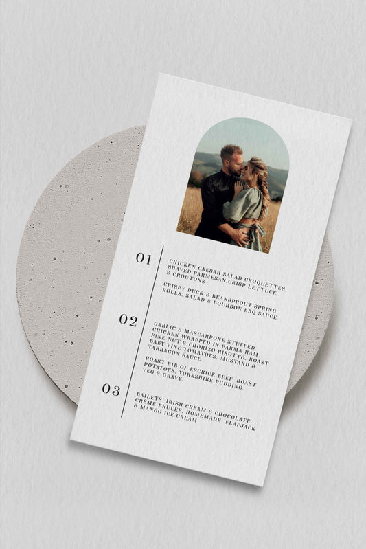 Jess | Polaroid Wedding Menu - Ivy and Gold Wedding Stationery
