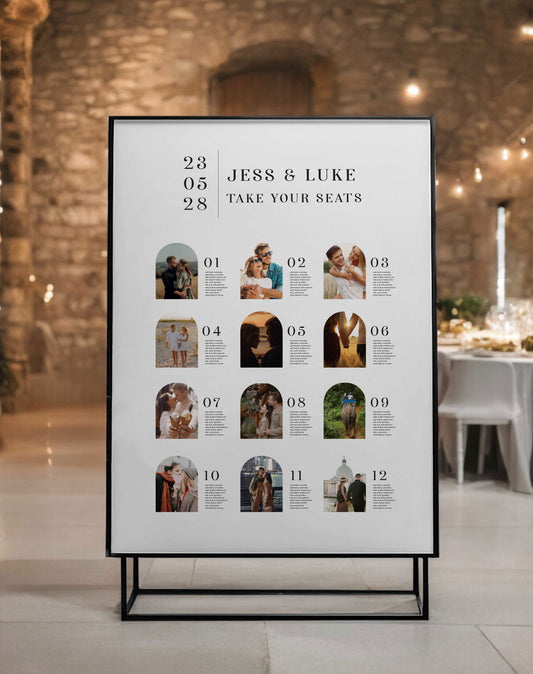 Jess | Arch Photo Seating Plan - Ivy and Gold Wedding Stationery