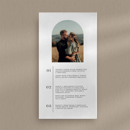 Jess Menu - Ivy and Gold Wedding Stationery