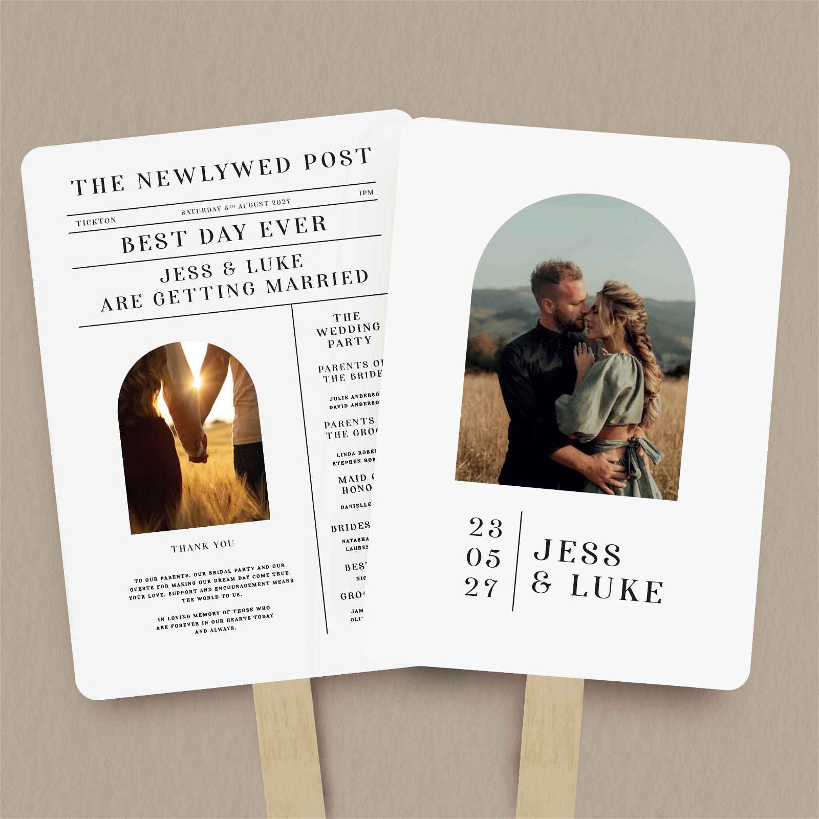 Jess Order Of Service - Ivy and Gold Wedding Stationery