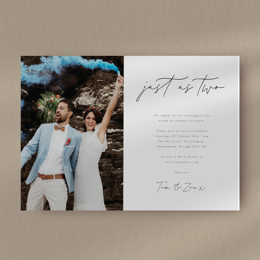 Just Us Two Eloped Reception Invitation