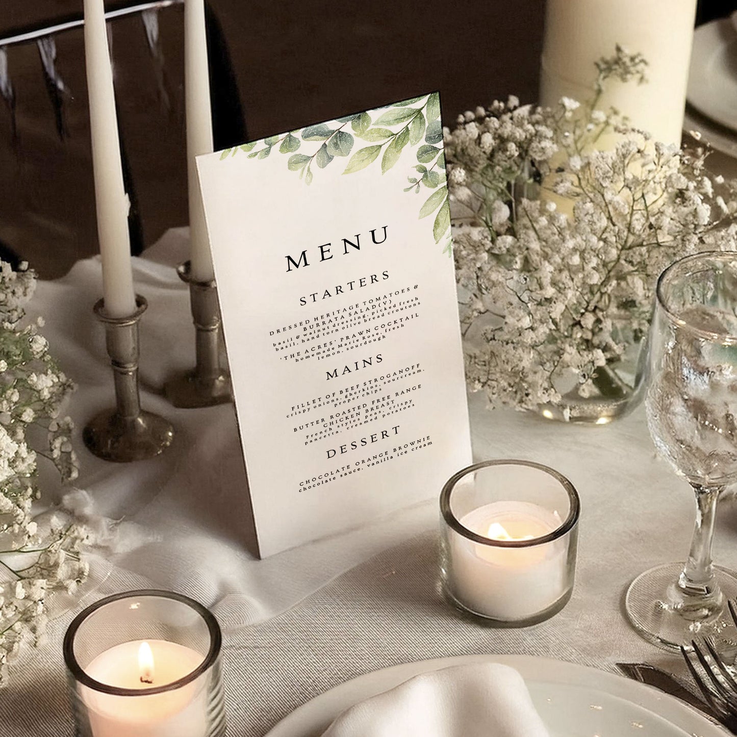 Katie Menu  Ivy and Gold Wedding Stationery   