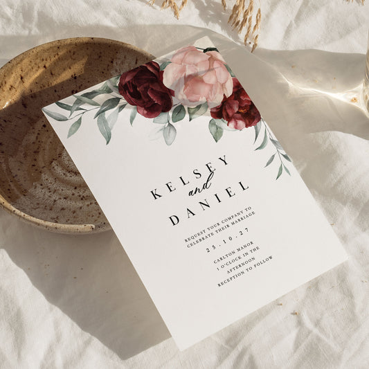 Kelsey Roses Wedding Invitations