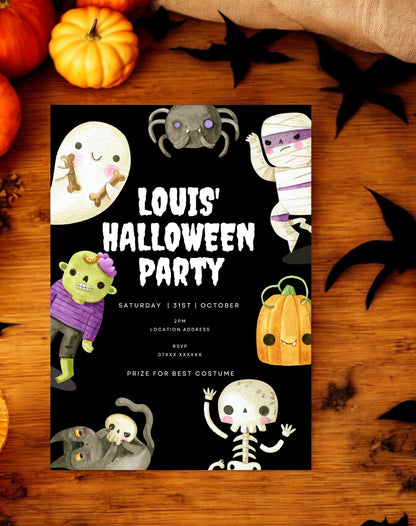 Kids Halloween Party Digital Invitation Template - Ivy and Gold Wedding Stationery
