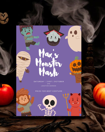 Monster Mash Halloween Party Digital Invitation Template - Ivy and Gold Wedding Stationery