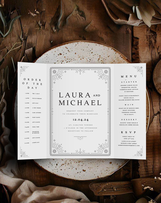 Laura Tarot Gatefold Invitation - Ivy and Gold Wedding Stationery