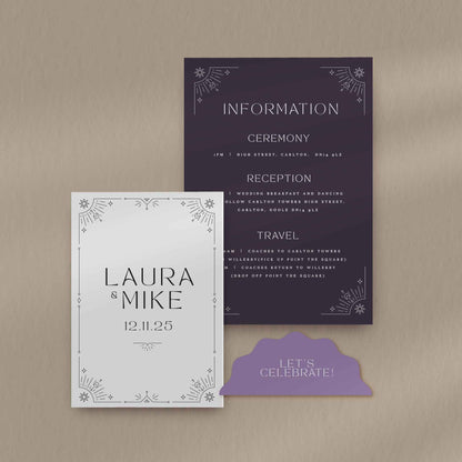Laura Invitation Set  Ivy and Gold Wedding Stationery   