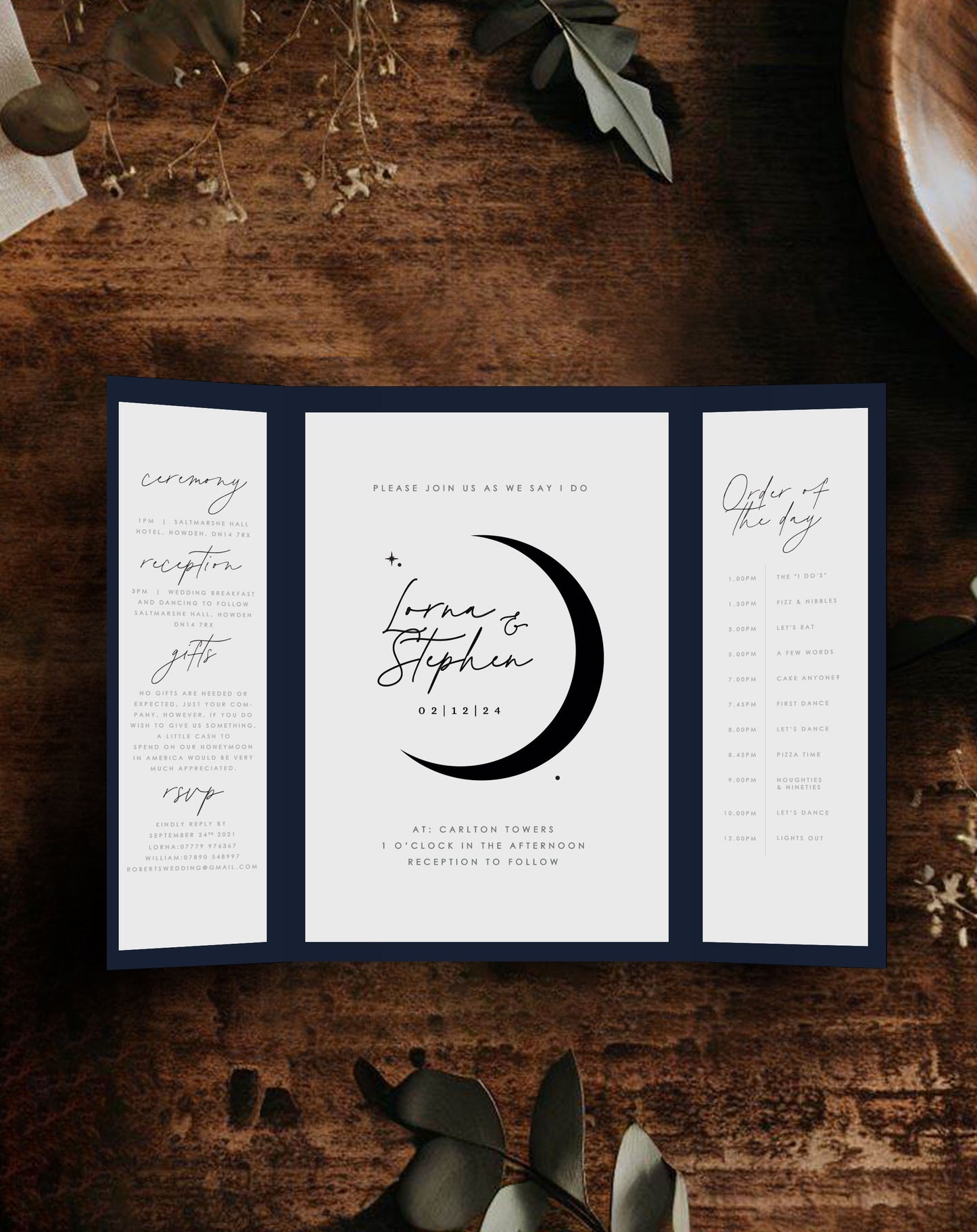 Lorna Dreamy Gatefold Invitation - Ivy and Gold Wedding Stationery