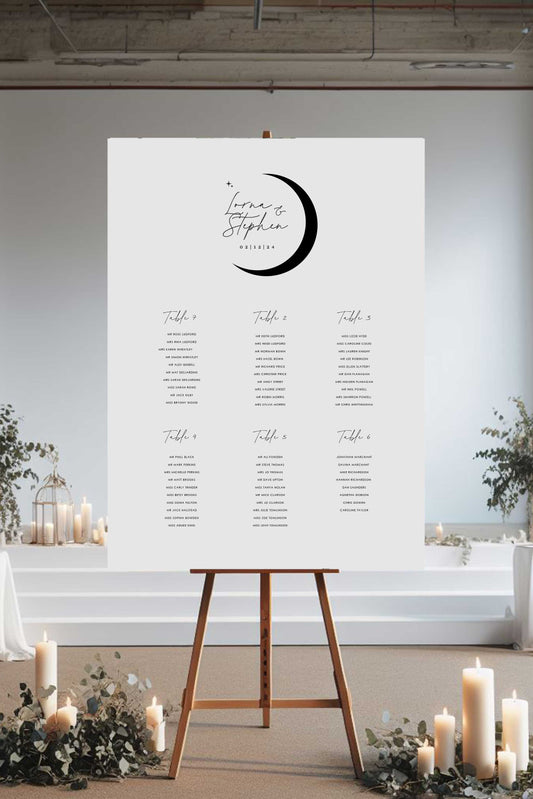 Lorna | Crescent Moon Seating Plan - Ivy and Gold Wedding Stationery