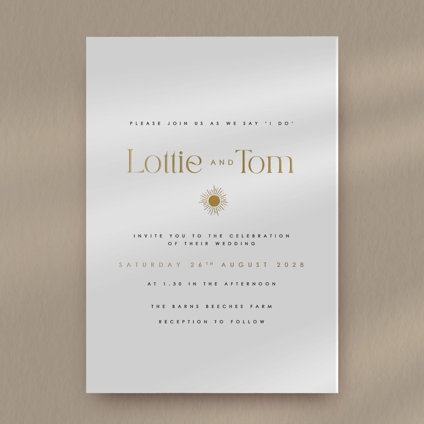 Day Invitation Sample  Ivy and Gold Wedding Stationery Lottie  