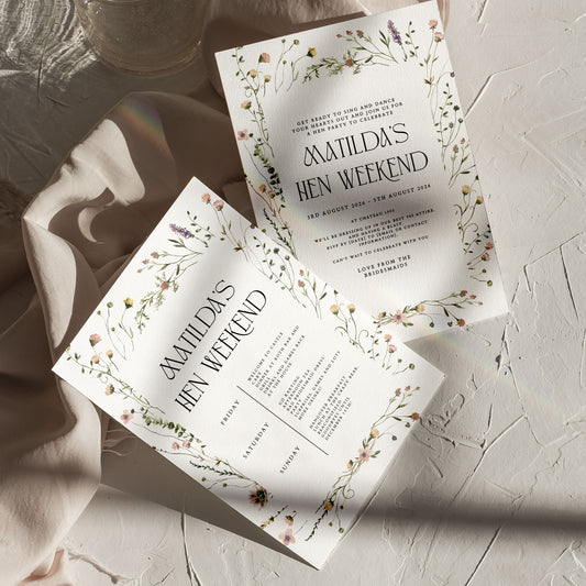 Matilda Wildflower Hen Itinerary Digital Template