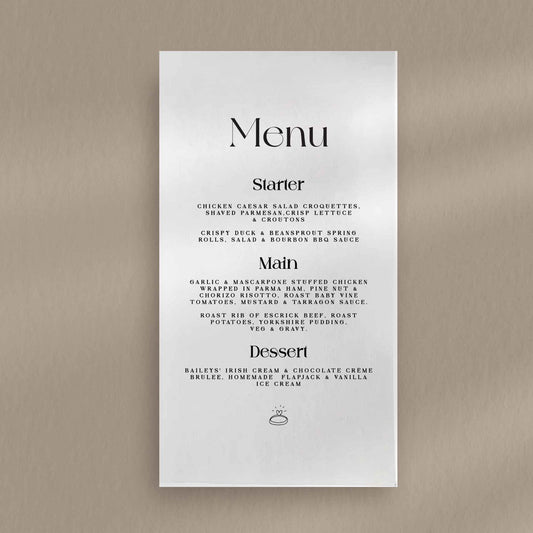 Margot Menu - Ivy and Gold Wedding Stationery