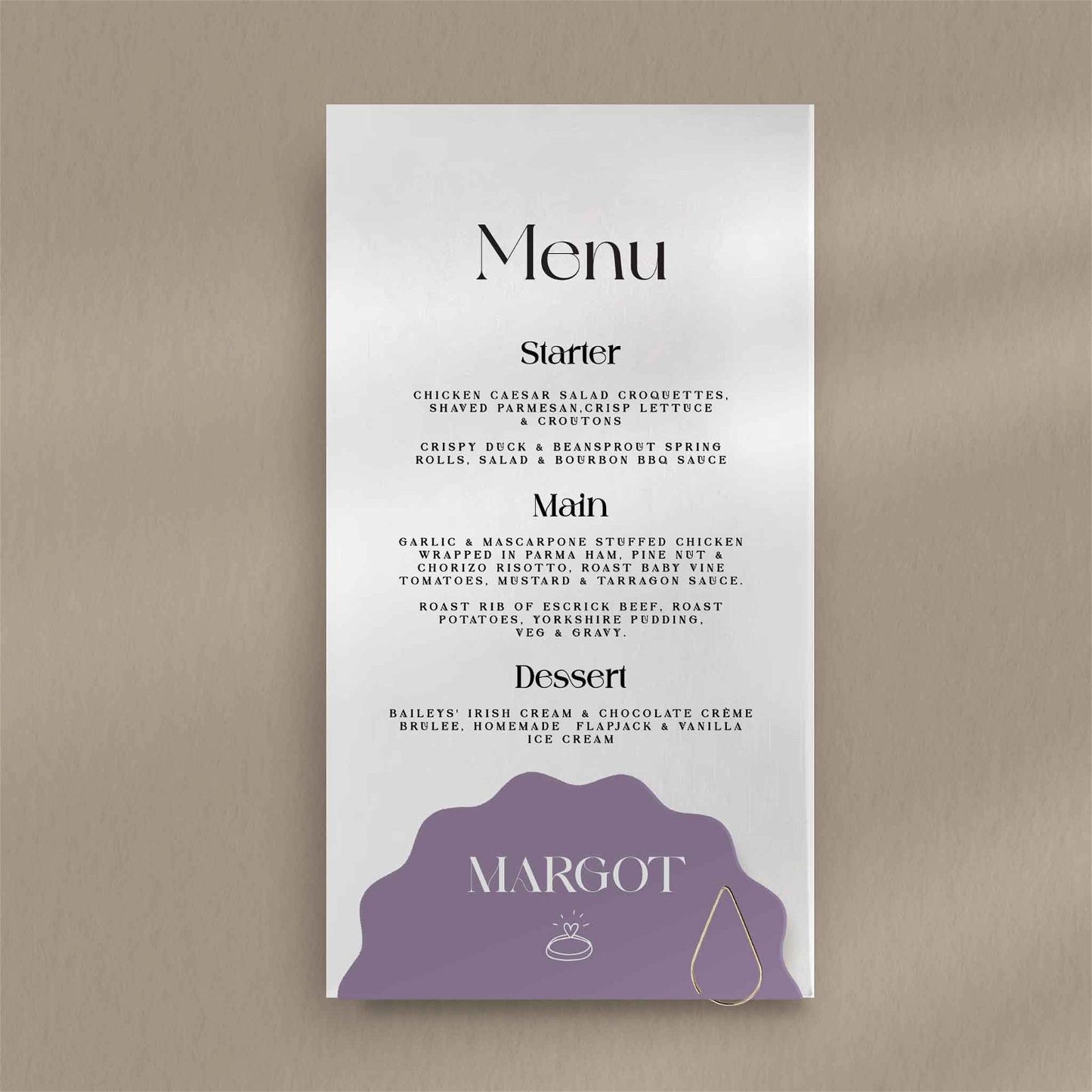 Margot Menu - Ivy and Gold Wedding Stationery