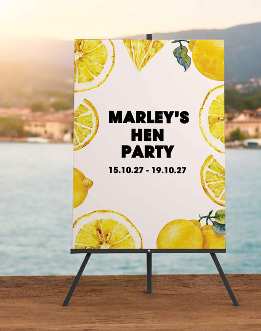 Marley Lemon Hen Party Sign - Ivy and Gold Wedding Stationery