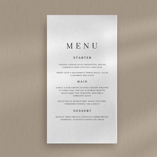 Mila Menu - Ivy and Gold Wedding Stationery