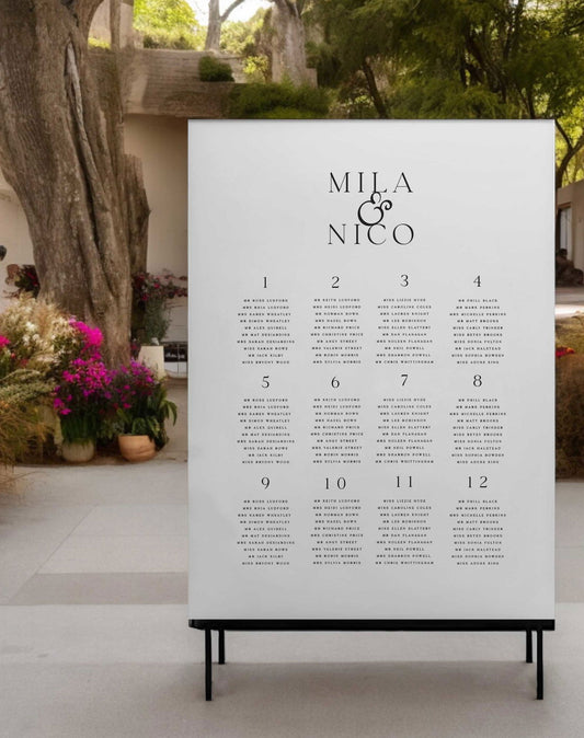 Mila | Minimal Seating Plan - Ivy and Gold Wedding Stationery