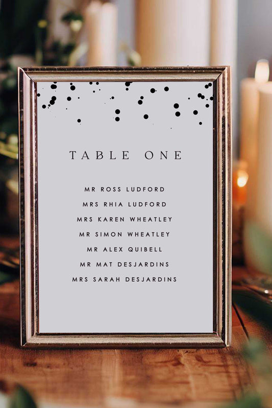 Molly | Confetti Seating Plan Card - Ivy and Gold Wedding Stationery