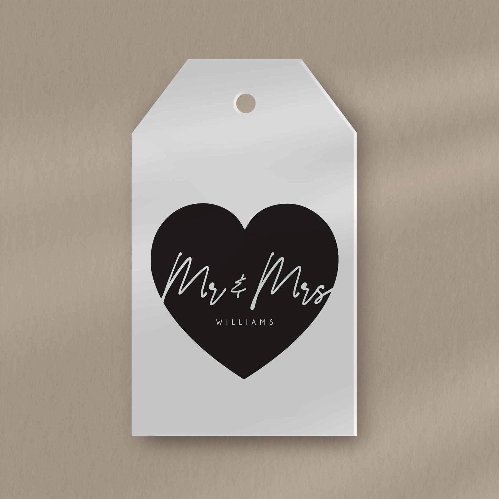 Mr & Mrs Heart Favour Tag - Ivy and Gold Wedding Stationery
