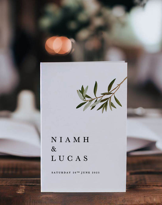 Niamh | Olive Order Of Service - Ivy and Gold Wedding Stationery