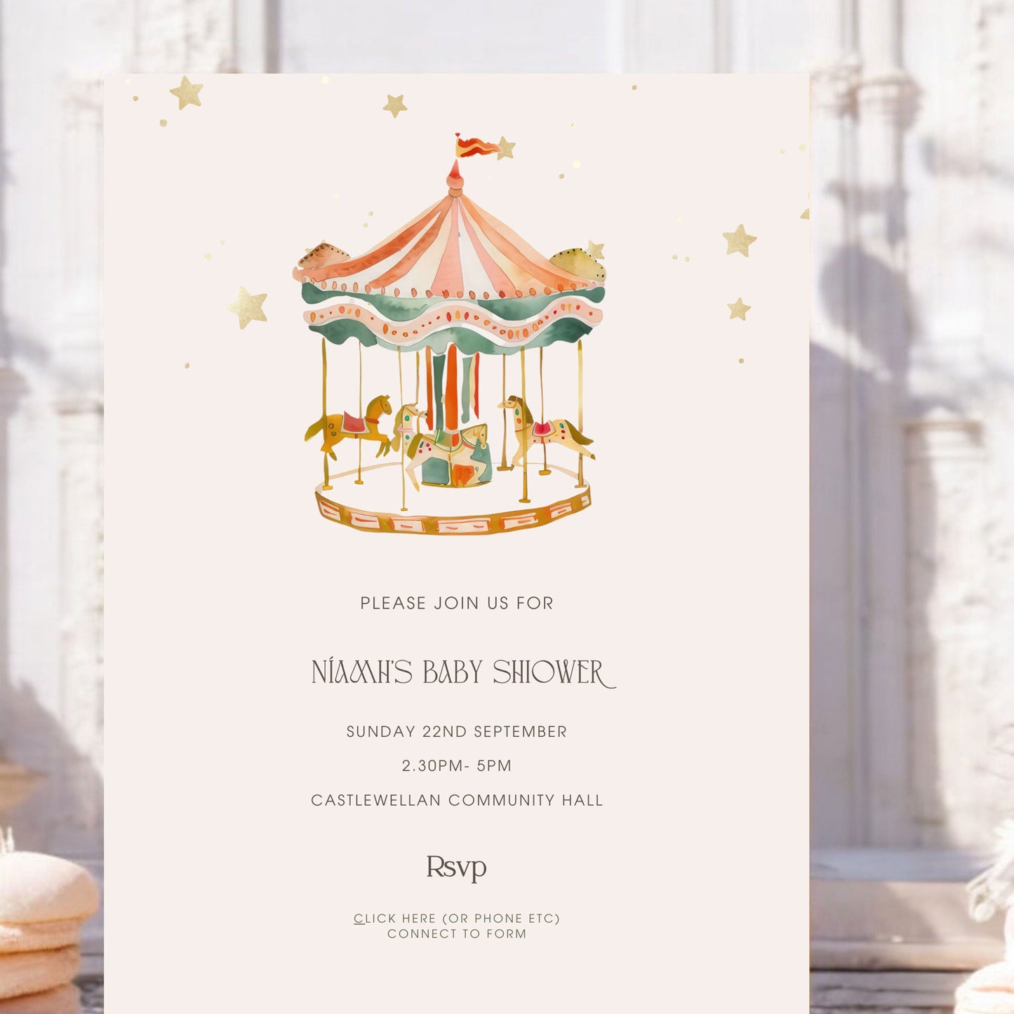 Carousel Baby Shower Invitation & Digital Template Bundle