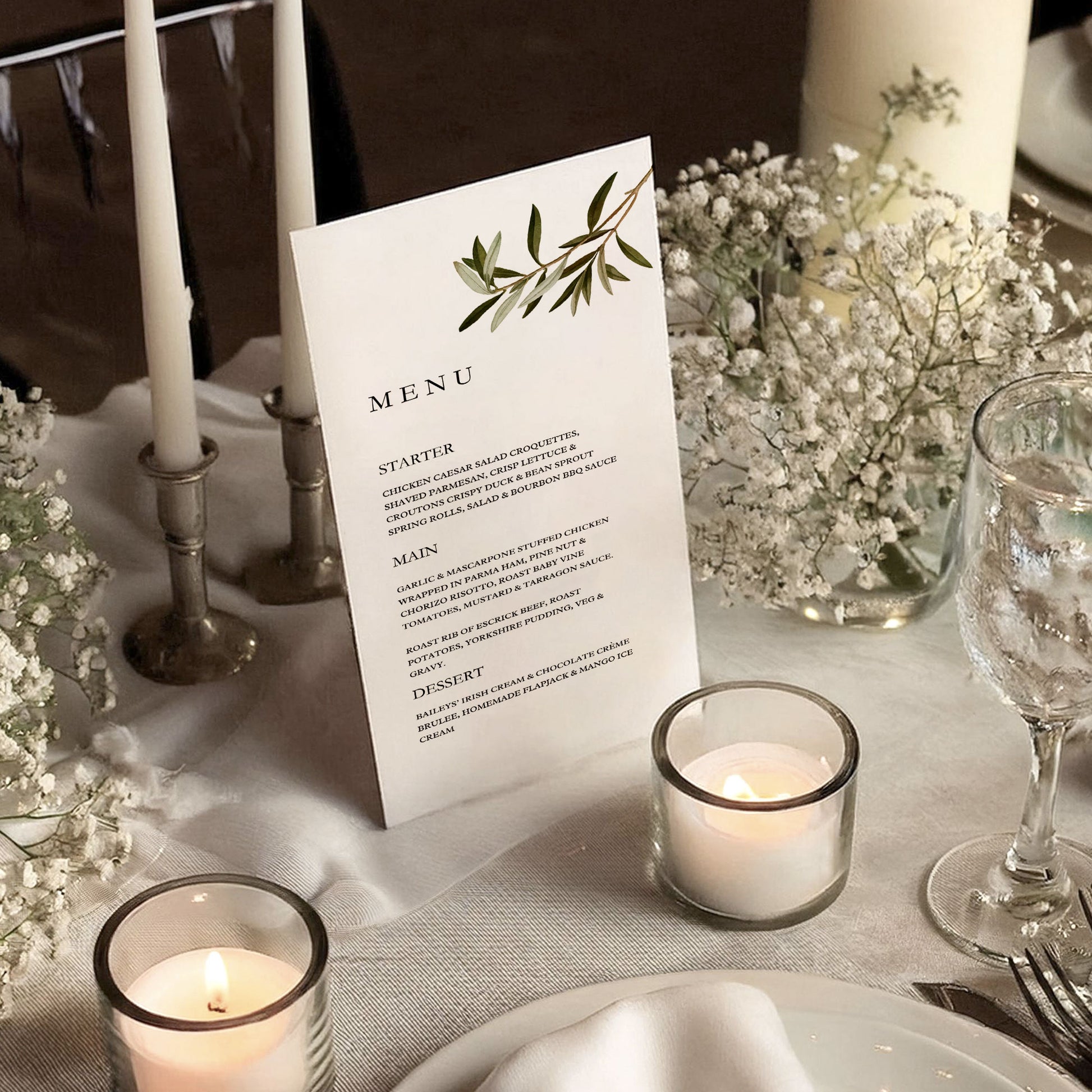 Niamh Menu  Ivy and Gold Wedding Stationery   