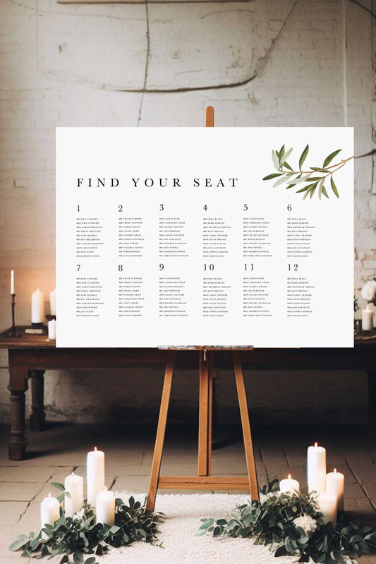 Niamh | Olive Seating Plan - Ivy and Gold Wedding Stationery