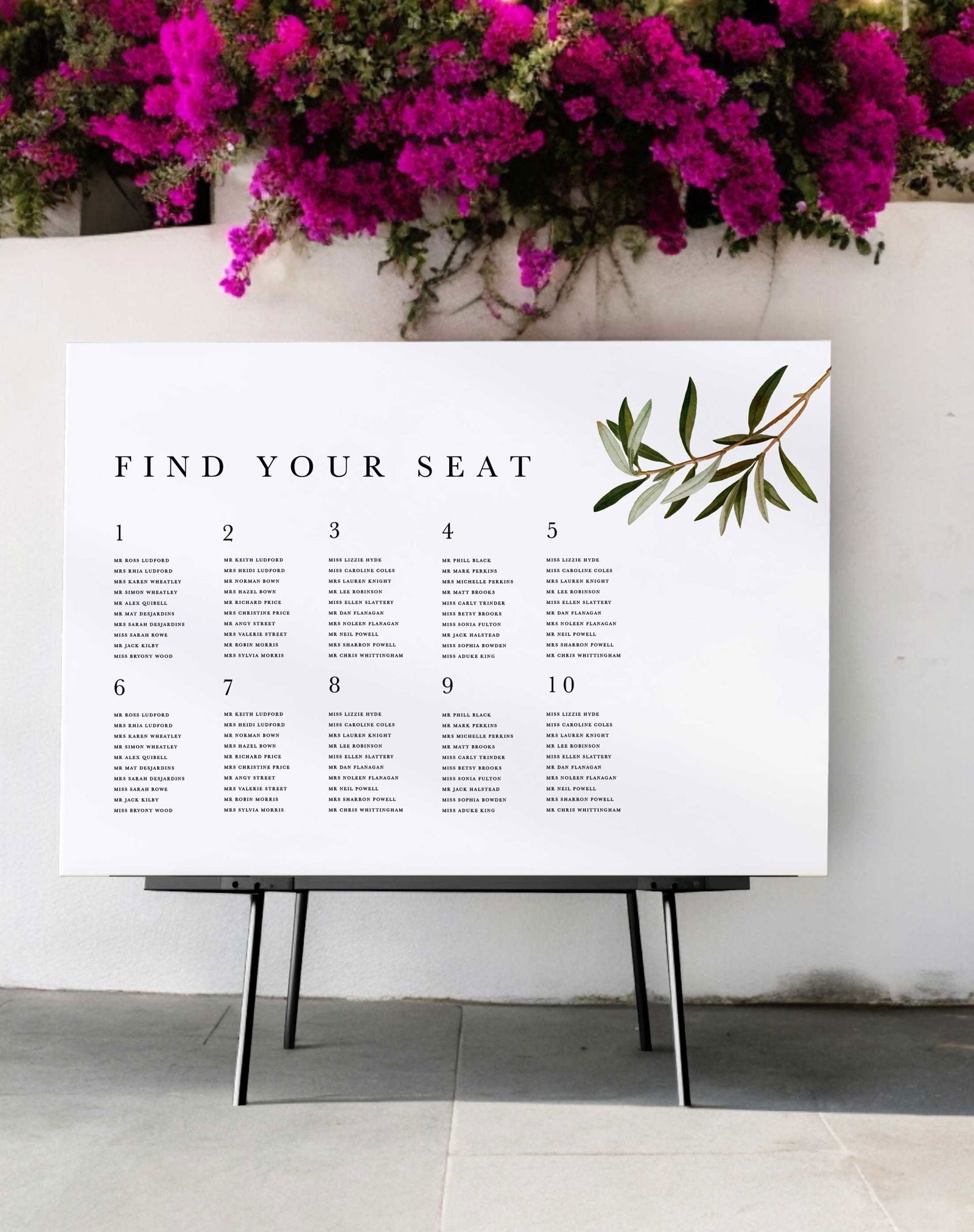 Niamh | Olive Seating Plan - Ivy and Gold Wedding Stationery