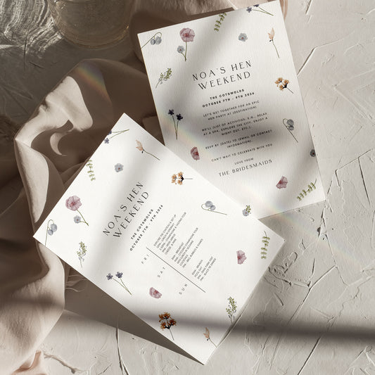 Noa Wildflower Hen Itinerary Digital Template