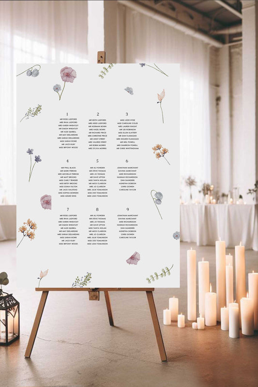 Noa | Pressed Flower Seating Plan - Ivy and Gold Wedding Stationery