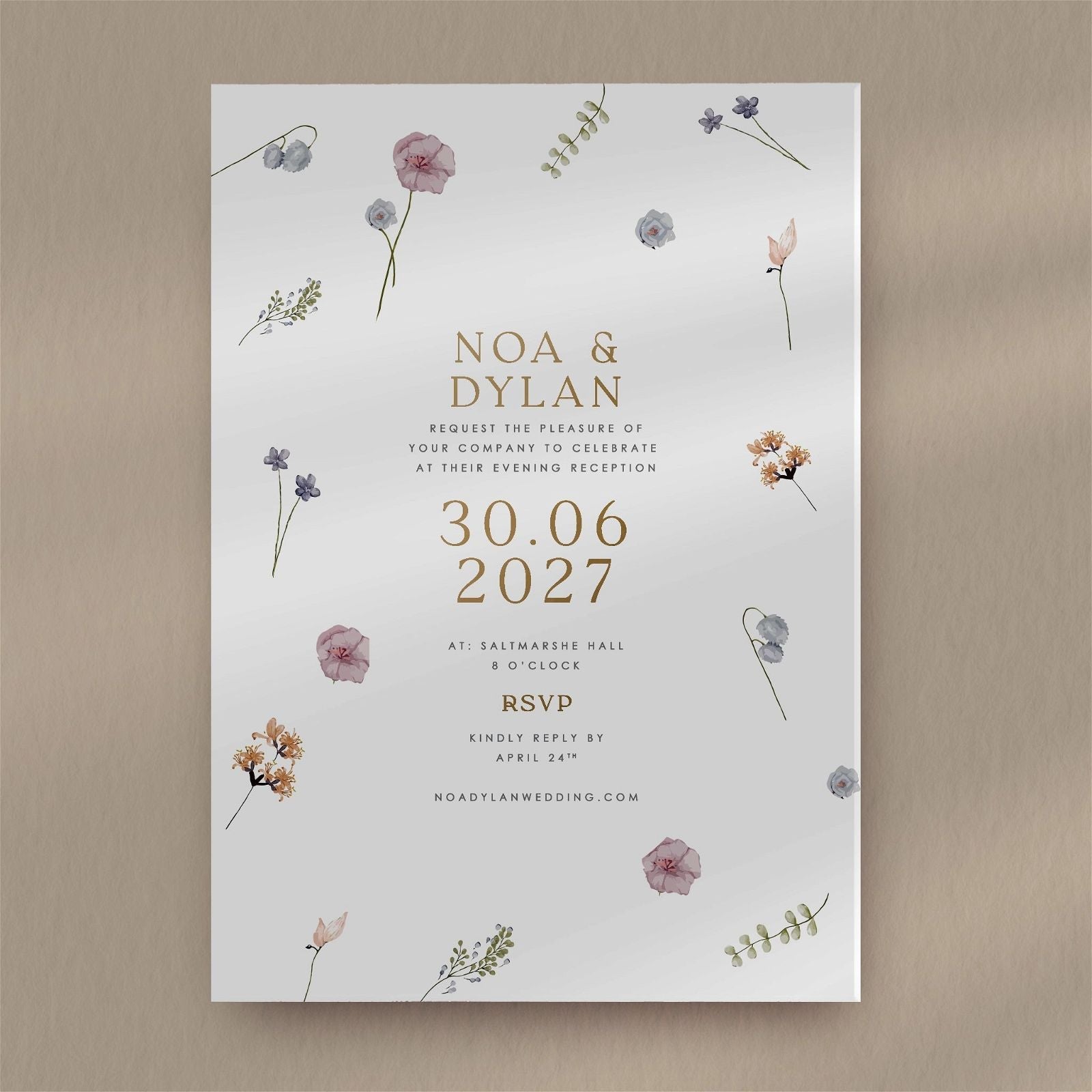 Noa Evening Invitation - Ivy and Gold Wedding Stationery
