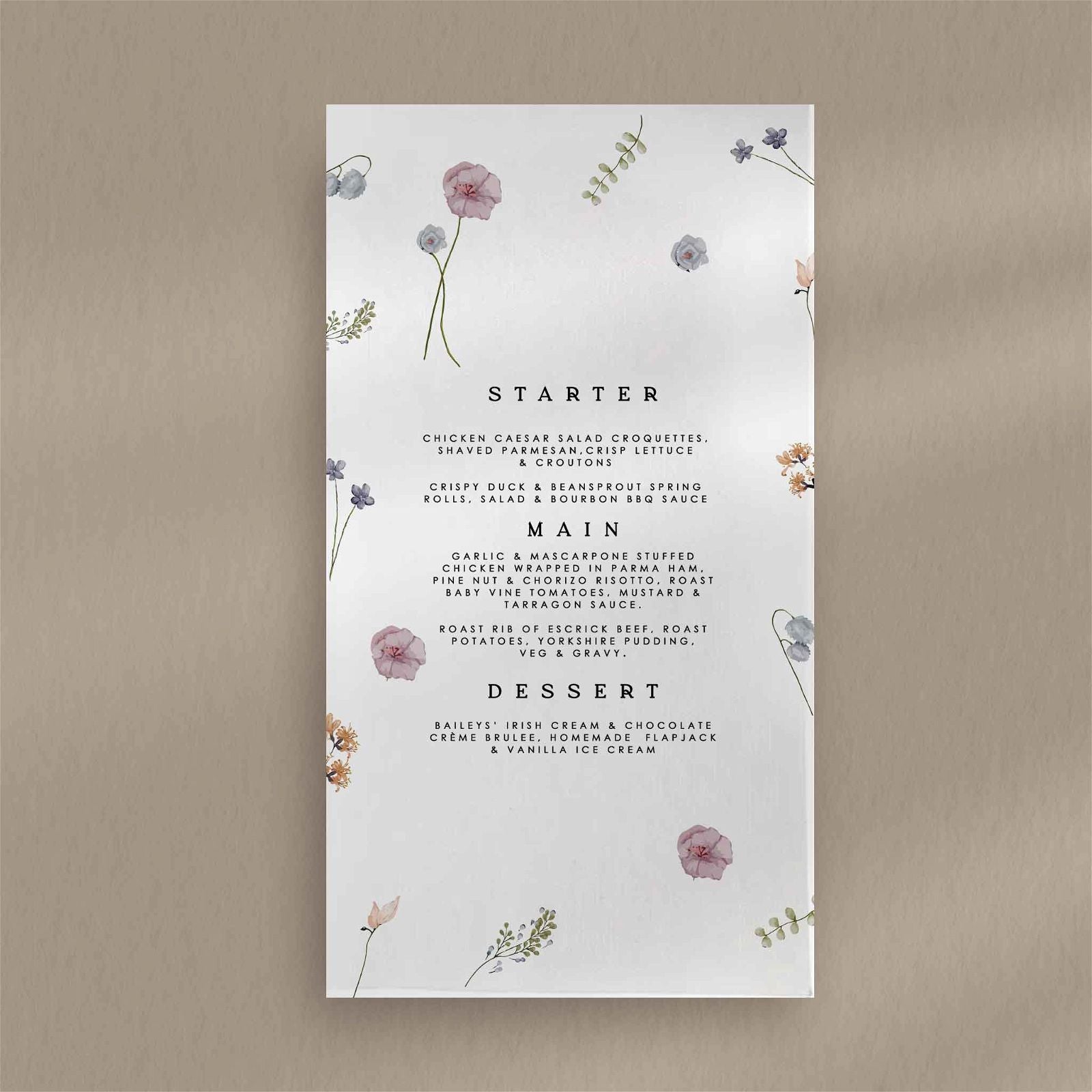 Noa Menu - Ivy and Gold Wedding Stationery