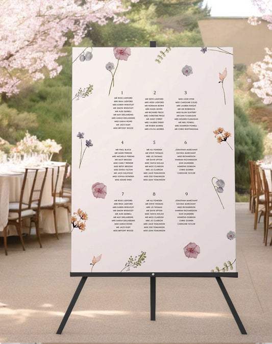 Noa | Wildflower Seating Plan - Ivy and Gold Wedding Stationery